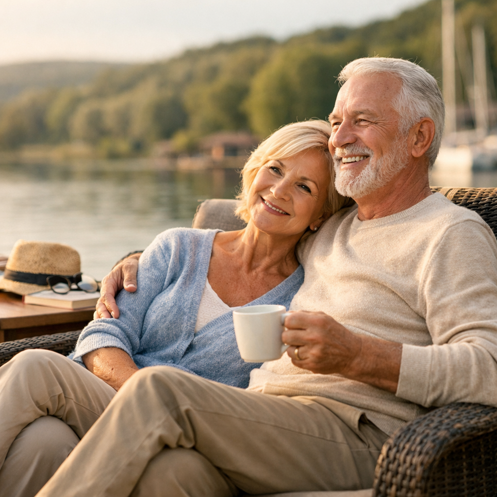 Persona en edad de retiro tranquila y feliz